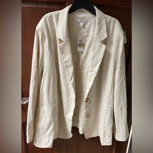 NWT And Now This Womens Linen  Blazer Jacket Coat Size 4x Notched Lapel